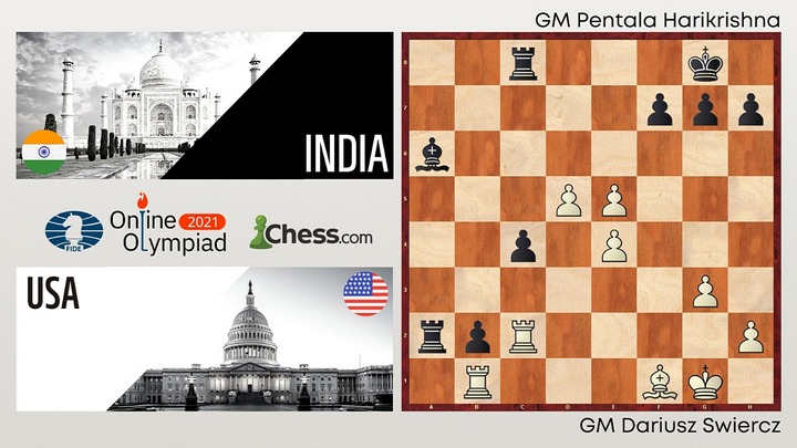 International Chess Federation on X: #ChessOlympiad Round 1, Open results:  India A 4:0 Zimbabwe Angola ½:3½ USA Lebanon½:3½ Norway Spain 4:0 Wales  Syria 0:4 Poland Azerbaijan 4:0 Algeria Jordan 0:4 Netherlands Ukraine