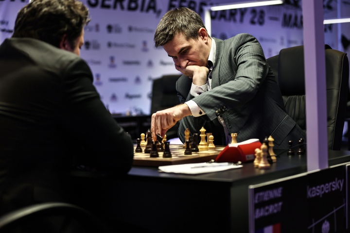 Anish Giri and Nikita Vitiugov after R5 of the FIDE Grand Prix