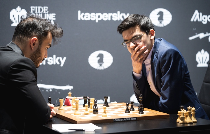 Anish Giri and Nikita Vitiugov after R5 of the FIDE Grand Prix