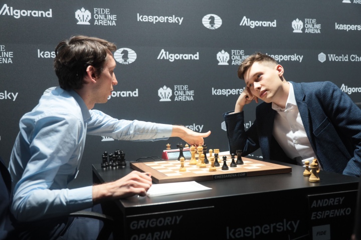 Anish Giri and Amin Tabatabaei after R6 of the FIDE Grand Prix