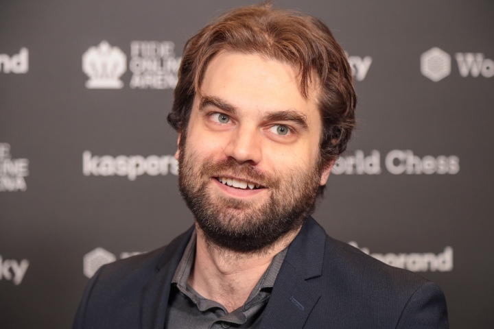 Hikaru Nakamura and Richard Rapport after the first semi-final of the FIDE  Grand Prix 2022 