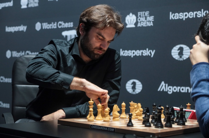 Hikaru Nakamura and Shakhriyar Mamedyarov after Game 2 of the FIDE