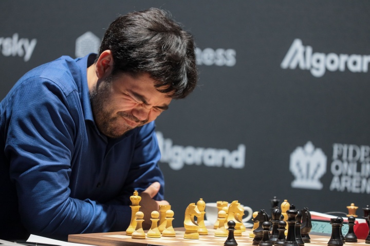 Wesley So and Amin Tabatabaei after Game 1 of the FIDE Grand Prix in Berlin  Semifinals