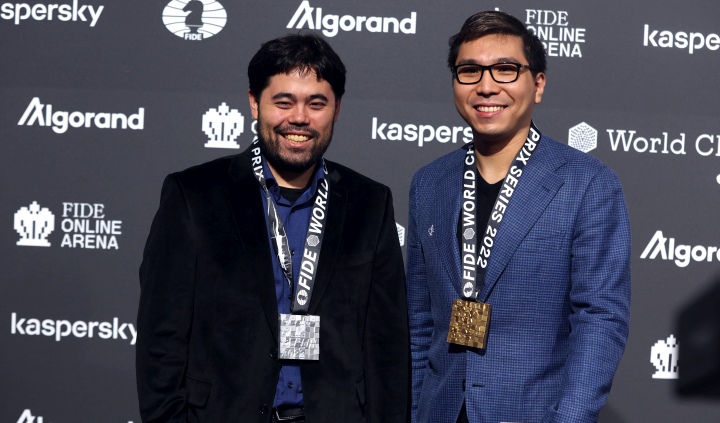 Hikaru Nakamura and Wesley So after Game 2 of the FIDE Grand Prix in Berlin