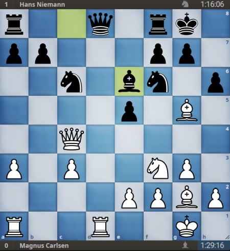 Hans Niemann defeats Magnus Carlsen with the black pieces and