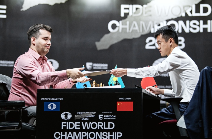 🏆 Congratulations to Ding Liren, the 17th World Chess Champion! ♟  #chesschamp #dingliren #iannepomniatchi #worldchess #FIDE