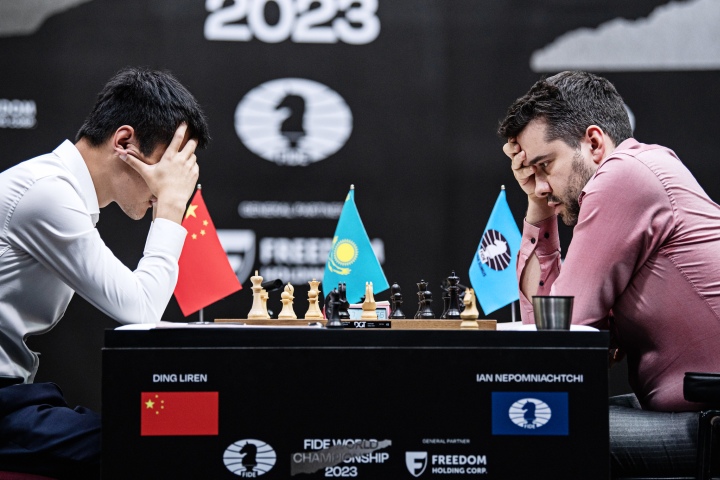 Ian Nepomniachtchi and Ding Liren draw Game 9 of the 2023 World