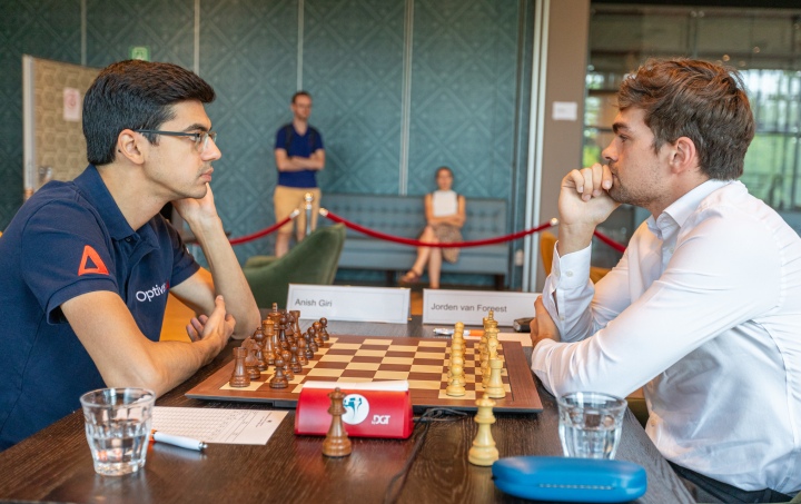 Chess Grandmaster Anish GIRI, Netherlands, NED, Portrait, Portrait,  Portrait, cropped single image, single motive, press conference in front of  the Sparkassen Chess-Meeting 2018 on 13.07.2018 in Dortmund Â