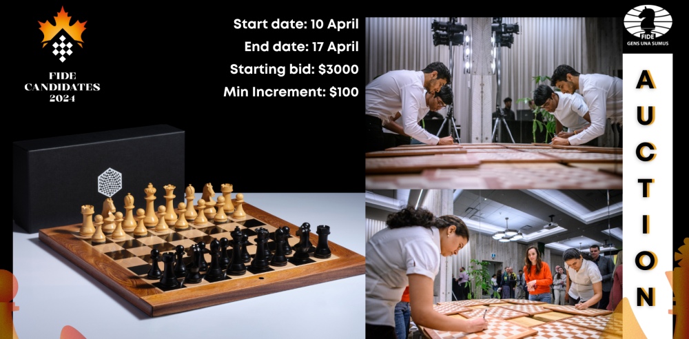 FIDE Candidates 2024 chess set auctioned