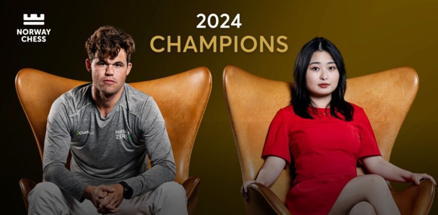 Magnus Carlsen and Ju Wenjun win Norway Chess 2024