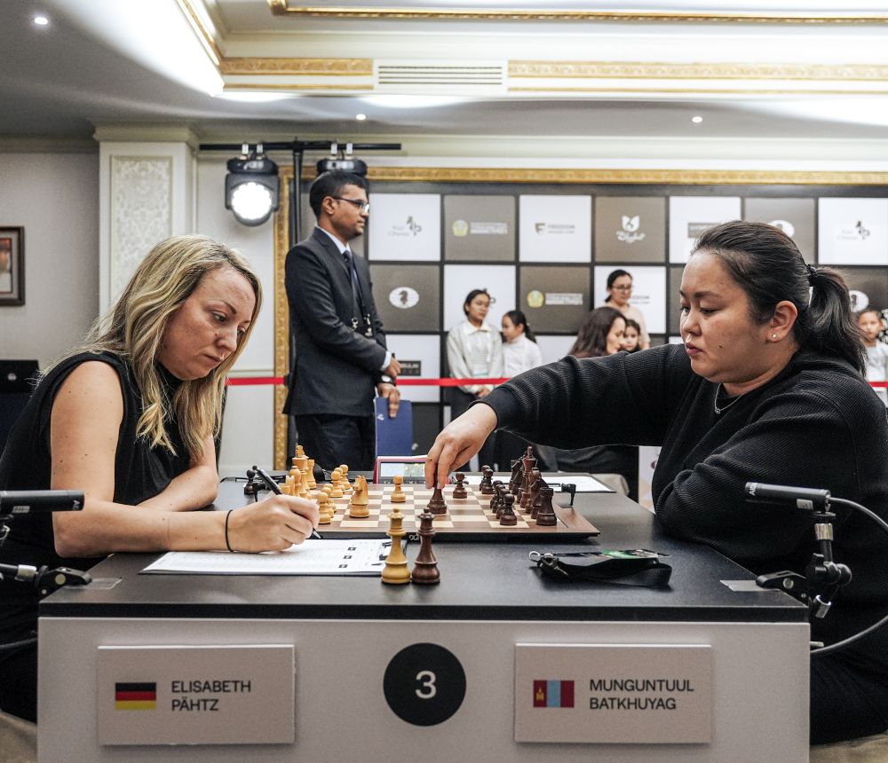 FIDE WGP Shymkent Round 2: Munguntuul stuns Paehtz in a 17-move upset