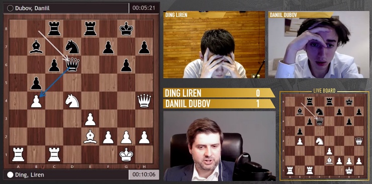 Ding Liren survives scare after Caruana gambit