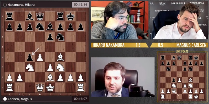 Magnus Carlsen beats Hikaru Nakamura in battle of chess' big guns