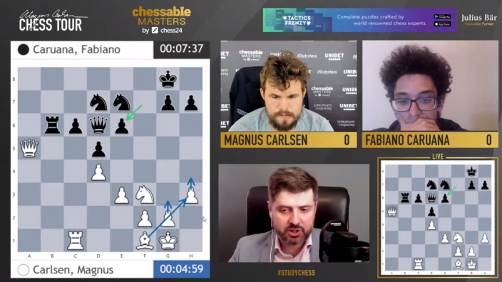 Caruana to meet Carlsen in the Quarterfinals of the Chessable