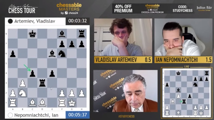 Giri and Ding win the first sets in their quarterfinal matches in the  Chessable Masters