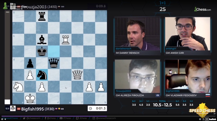 Alireza Firouzja spends 30 seconds thinking during his Speed Chess