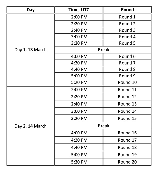 Schedule - FIDE World Chess Championship 2021 