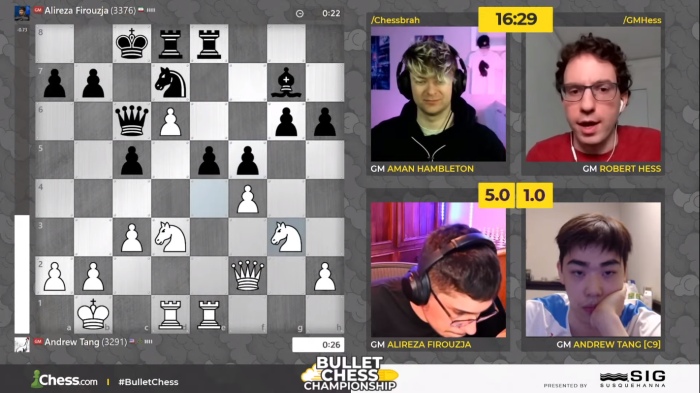 NAKAMURA, FIROUZJA, MAGNUS CARLSEN e NARODITSKY quem vai para a FINAL do  BULLET CHESS 